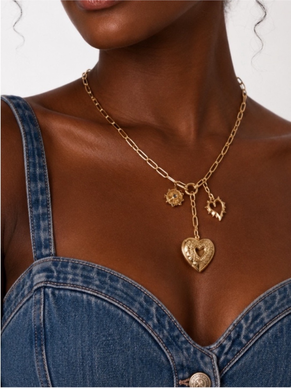 New! Gold Heart Paperclip Chain Necklace NWOT 5017